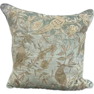 Light Sage Decorative Pillow with Gold Embroidery