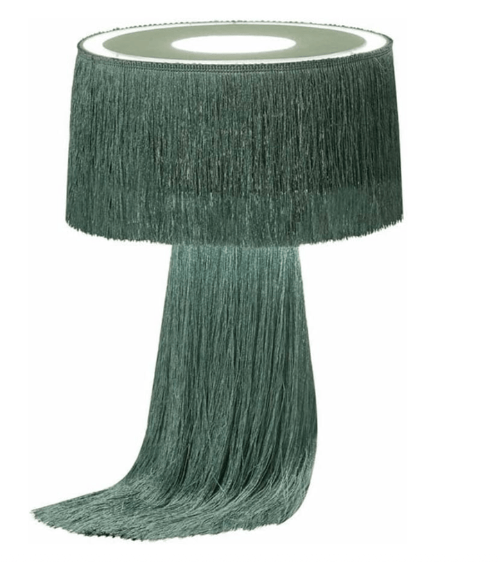 Collata Cotton Tasseled and Textured Table Lamp in Emerald - HER Home Design Boutique