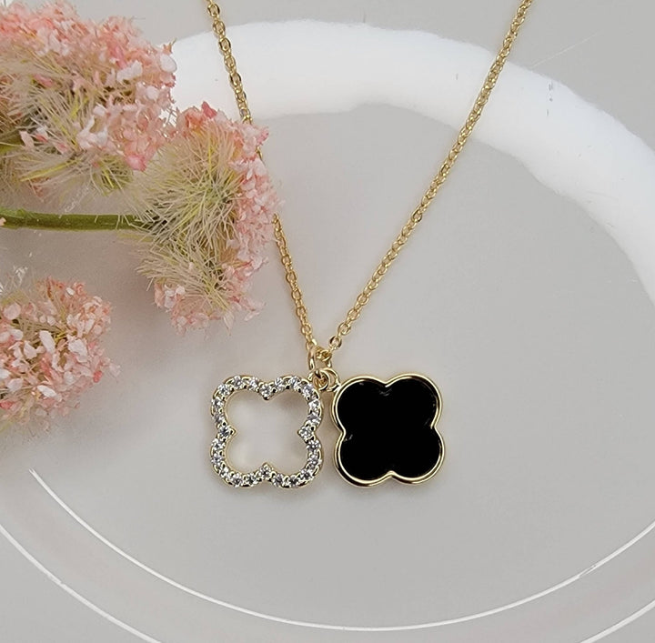 DOUBLE LAYERED FOUR LEAF CLOVER NECKLACE - HER Home Design Boutique