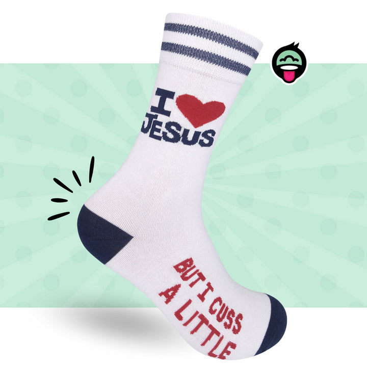 I Love Jesus (But I Cuss a Little) Socks | Funny Socks - HER Home Design Boutique