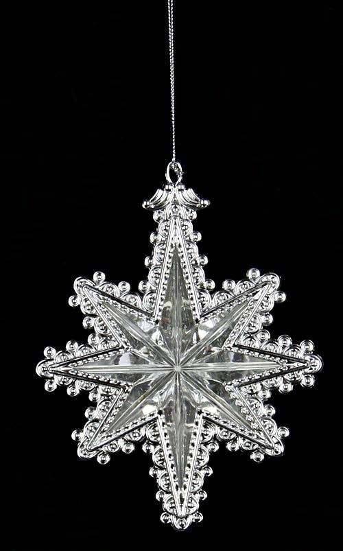 M3923 - 6in Sterling Polar Star ornament - 12/48pcs - HER Home Design Boutique