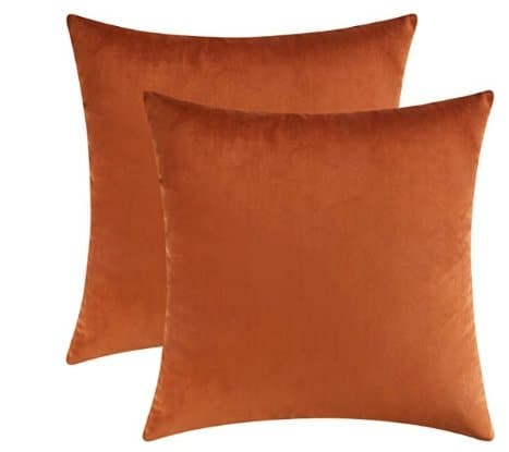 18x18 Square Velvet Throw Pillows in Orange (Set of 2) - HER Home Design Boutique