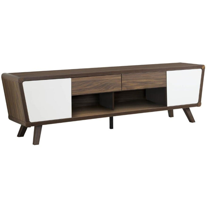 2-Drawer TV Console Dark Walnut and Glossy White - HER Home Design Boutique
