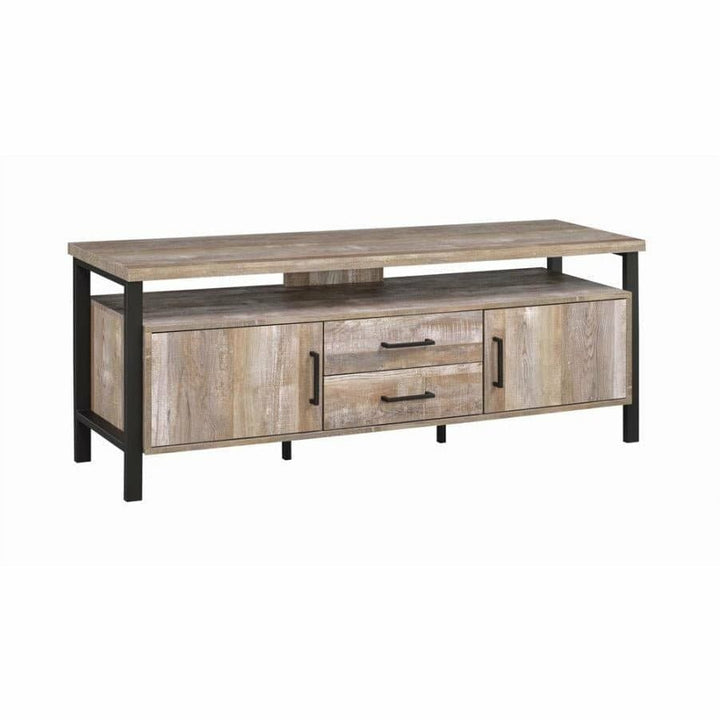 2-Drawer TV Console Weathered Oak, 59" - HER Home Design Boutique