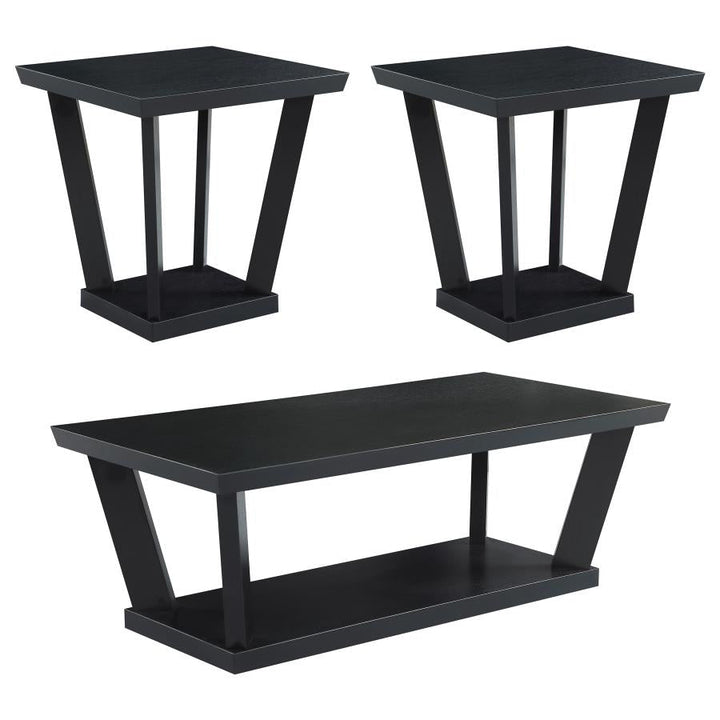 3-piece Occasional Set with Open Shelves in Black - HER Home Design Boutique