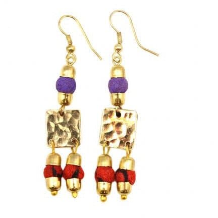 Aasha Dual Capped Beads Dangle Earrings - HER Home Design Boutique