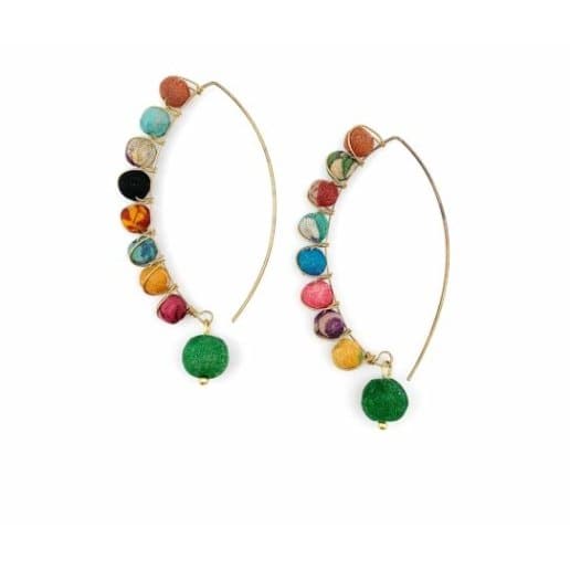 Aasha Slim Long Hoop Beads Dangle Earrings - HER Home Design Boutique