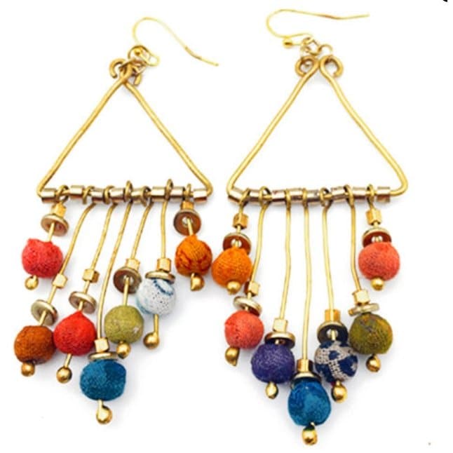 Aasha Traingle with Beads Dangle Earrings - HER Home Design Boutique