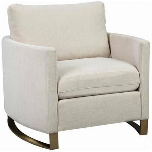 Arched Arms Chair in Beige with Rose Brass Legs - HER Home Design Boutique