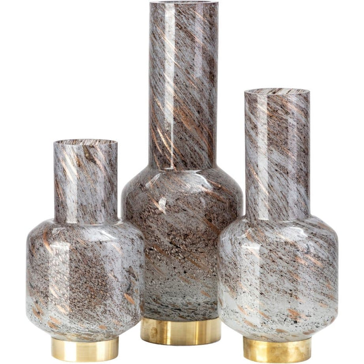 Art Glass Decorative Bottles in Gold and White - Set of 3 - HER Home Design Boutique