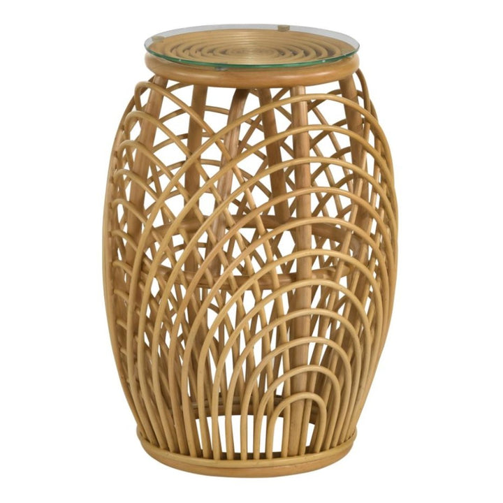 Boho Rattan Side Table in Natural - HER Home Design Boutique