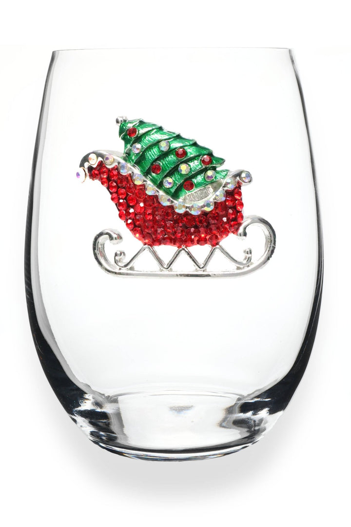 Christmas Sleigh Stemless Wine Glass - HER Home Design Boutique