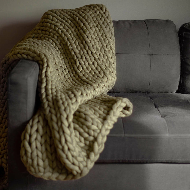 Chunky Knit Throw Blanket - Olive - HER Home Design Boutique