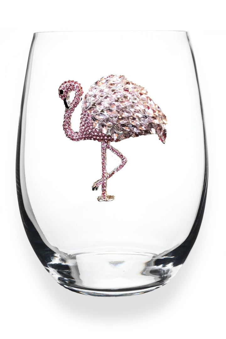 Flamingo Jeweled Stemless Wine Glass - HER Home Design Boutique