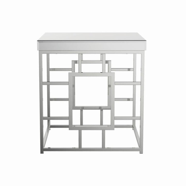 Geometric Square End Chrome End Table in Chrome - HER Home Design Boutique