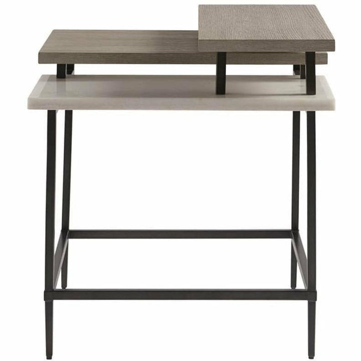 Geometric Stone and Wood Accent Table - HER Home Design Boutique