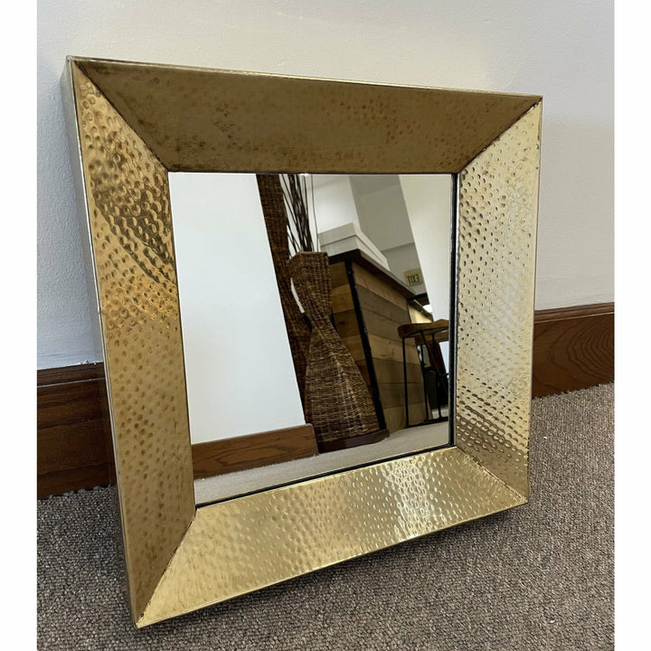 Hammered Gold Square Accent Mirror, 16x16 - HER Home Design Boutique
