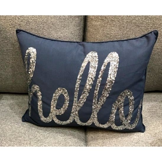 "Hello" Sequin Throw Pillow, 12x9 - HER Home Design Boutique