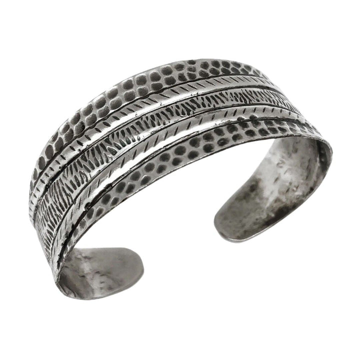 Kashi Diagonal Stripe Embossed Metal Cuff Bracelet - HER Home Design Boutique