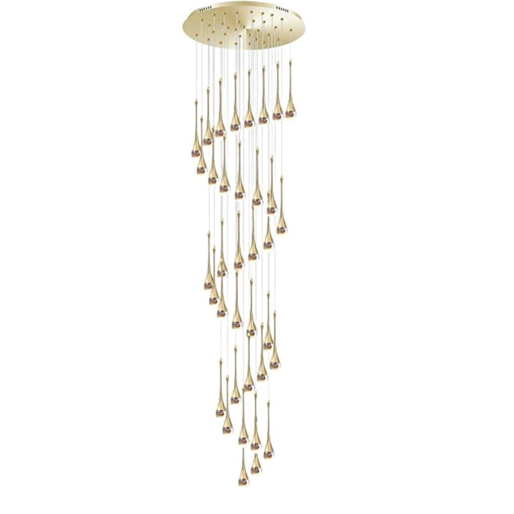 LED 36-Light Crystal Teardrop Chandelier in Gold - HER Home Design Boutique