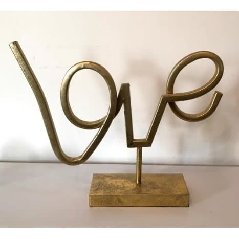 "Love" Distressed Gold Sign - HER Home Design Boutique