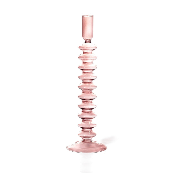 Maegen Taper Holder - Coloured Glass - Rose quartz - HER Home Design Boutique