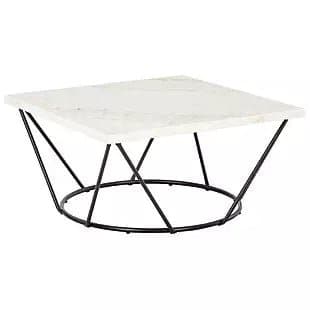 Marble Cocktail Table with Black Base - HER Home Design Boutique