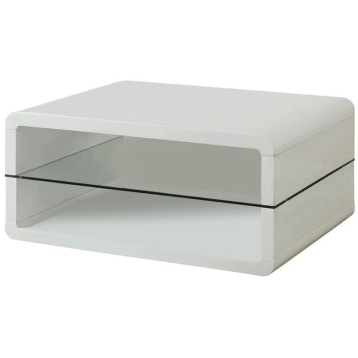 Modern Coffee Table with Glass in White - HER Home Design Boutique