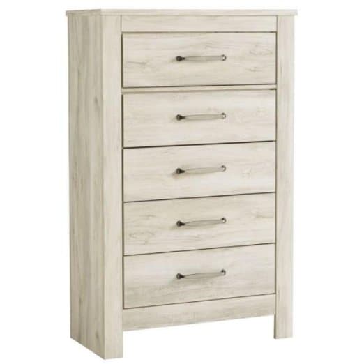 Modern Farmhouse Five Drawer Chest in White - HER Home Design Boutique
