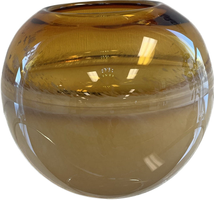 Modern Glass Sphere Vase in Amber - HER Home Design Boutique