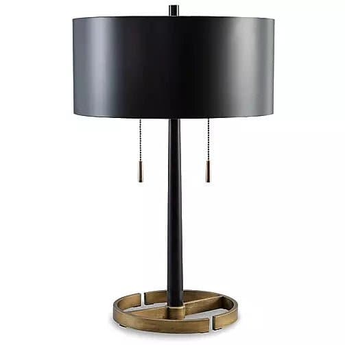 Modern Table Lamp in Gold Tone Base and Black - HER Home Design Boutique