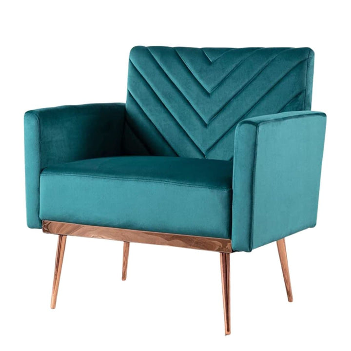 Modern Tufted Velvet Accent Chair with Gold Legs in Teal - HER Home Design Boutique
