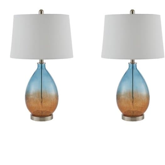 Ombre Orange Blue Glass Base Table Lamp - HER Home Design Boutique