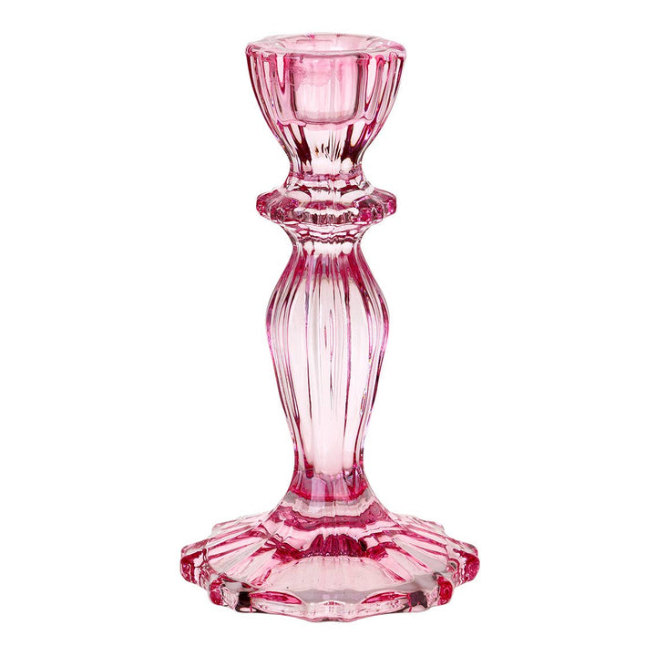 Pink Glass Candlestick Holder - Valentine's Day Décor - HER Home Design Boutique