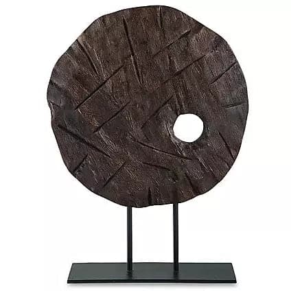 Round Wooden Sculpture in Brown Finish - HER Home Design Boutique