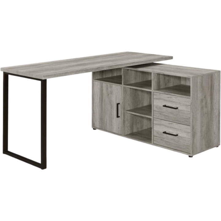 Rustic L-Shaped Desk in Light Graywashed - HER Home Design Boutique