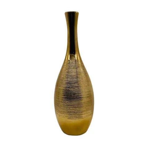 Tall Spun Detail Metallic Finish Vase in Gold - HER Home Design Boutique