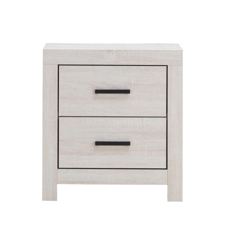 Transitional 2-Drawer Nightstand in Coastal White - HER Home Design Boutique
