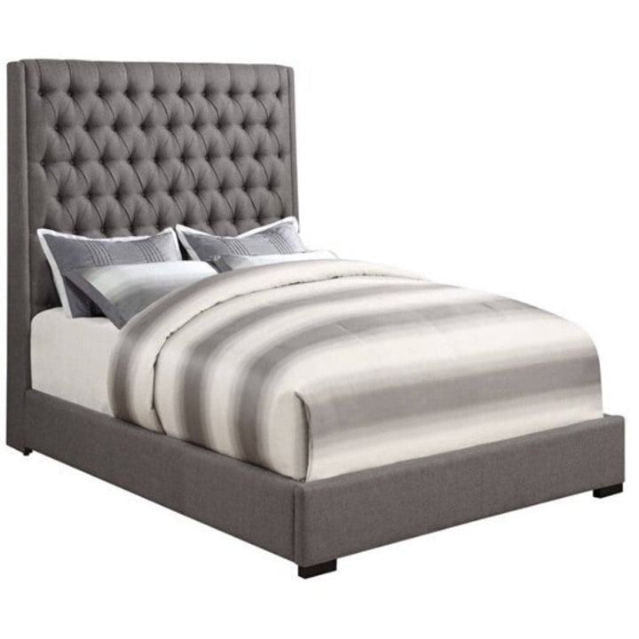Upholstered Queen Button Tufted Bed in Grey - HER Home Design Boutique