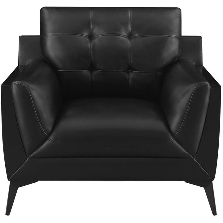 Upholstered Tufted Accent Chair with Track Arms in Black - HER Home Design Boutique