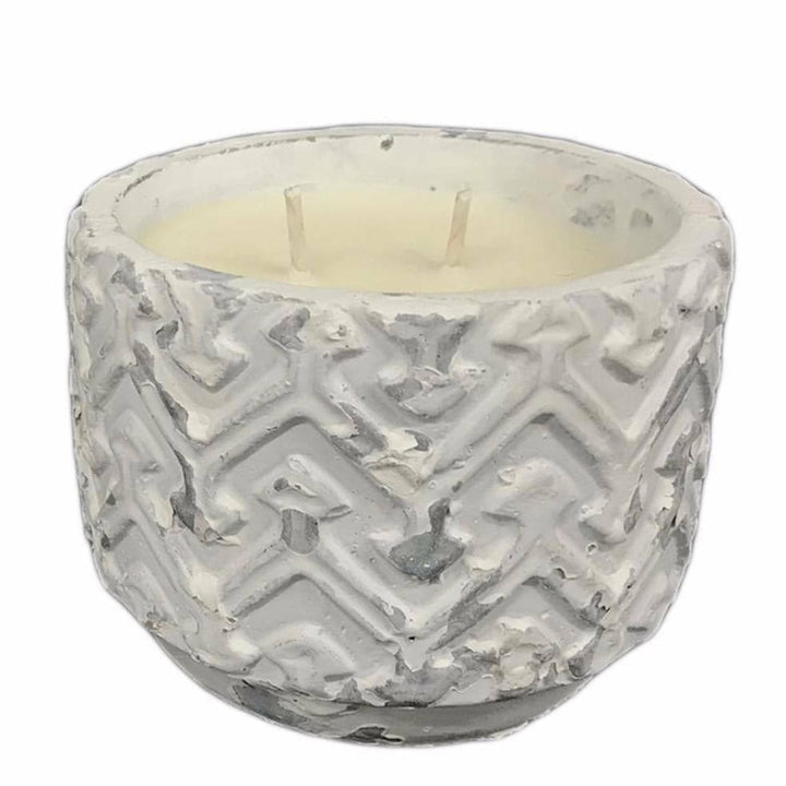 White Distressed Stone Soy Candle - Sugared Citrus - HER Home Design Boutique