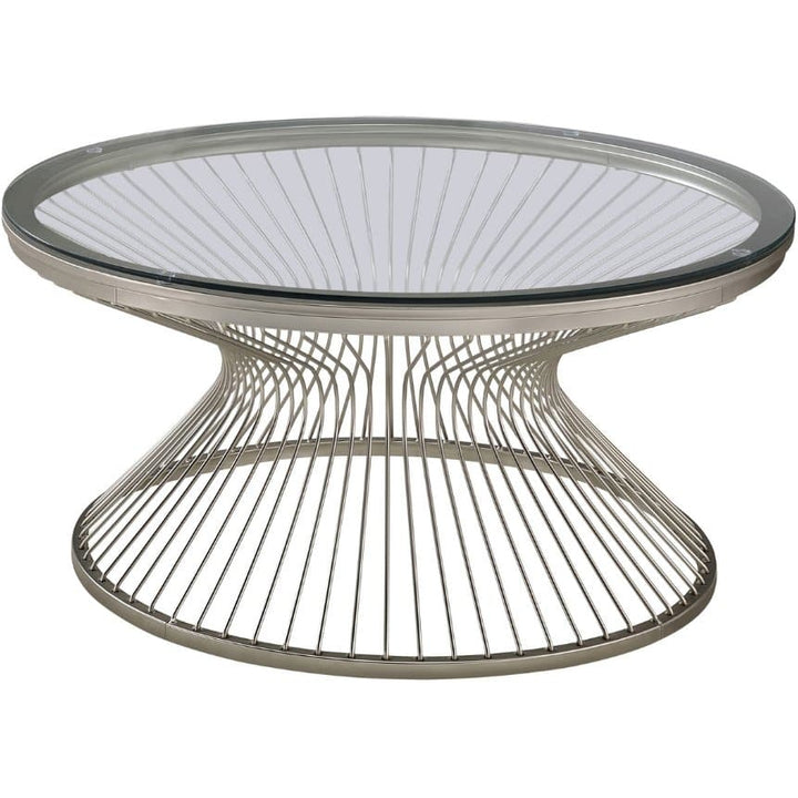 Wire Drum Glass Top Coffee Table - HER Home Design Boutique