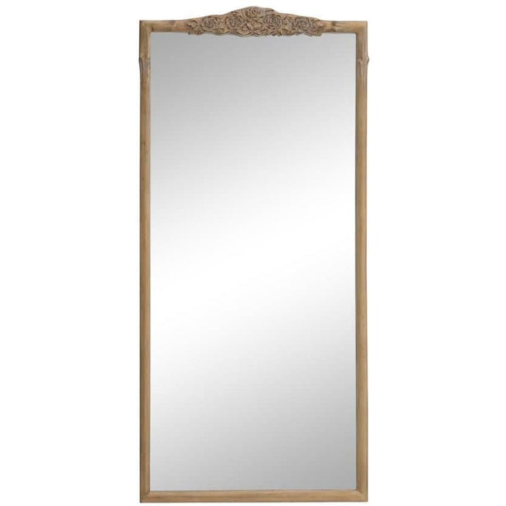 Wooden Full Length Floor Mirror with Rosettes - HER Home Design Boutique